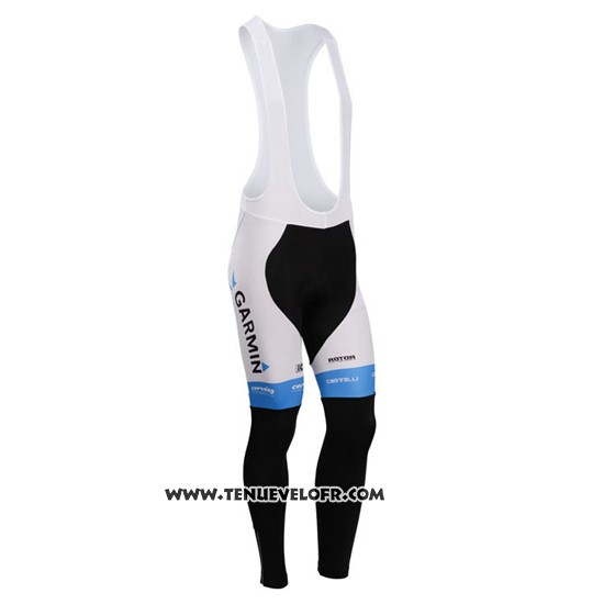 2014 Maillot Ciclismo Garmin Sharp Bleu Clair et Blanc Manches Longues et Cuissard